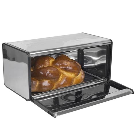 home basics square stainless steel bread box|large stainless steel bread box.